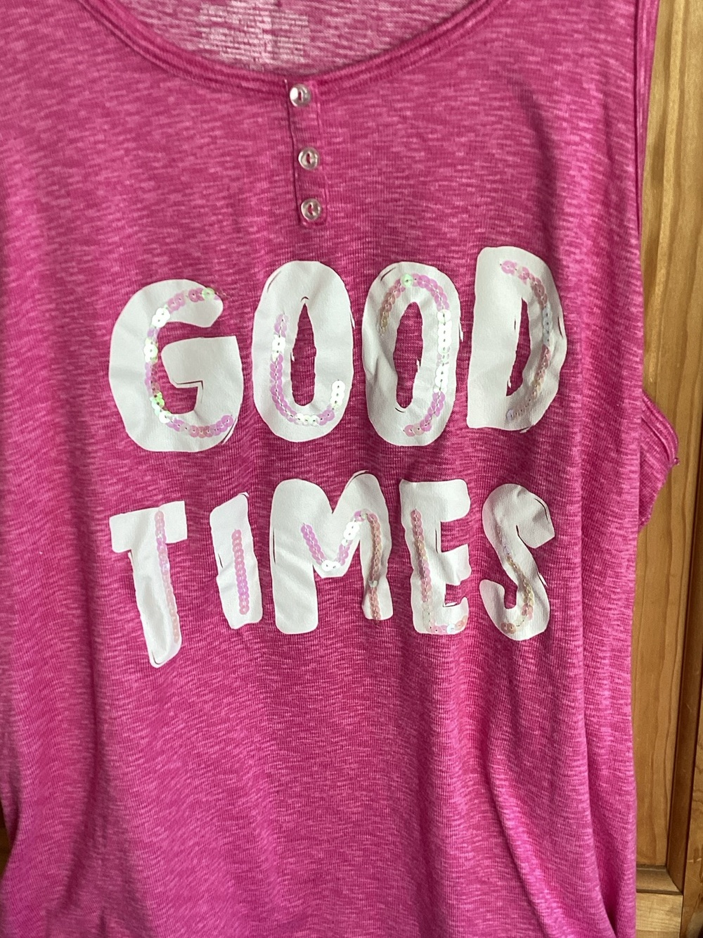 Good Times Pink Tank Top with Sequin Accent